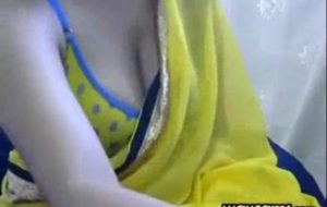 Busty Teen Wearing Saree On Bikini And Showing Off Big Boobs