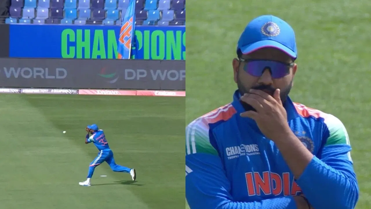 Watch: Hardik Pandya’s pathetic drop leaves Rohit Sharma fuming in IND vs BAN CT 2025 clash