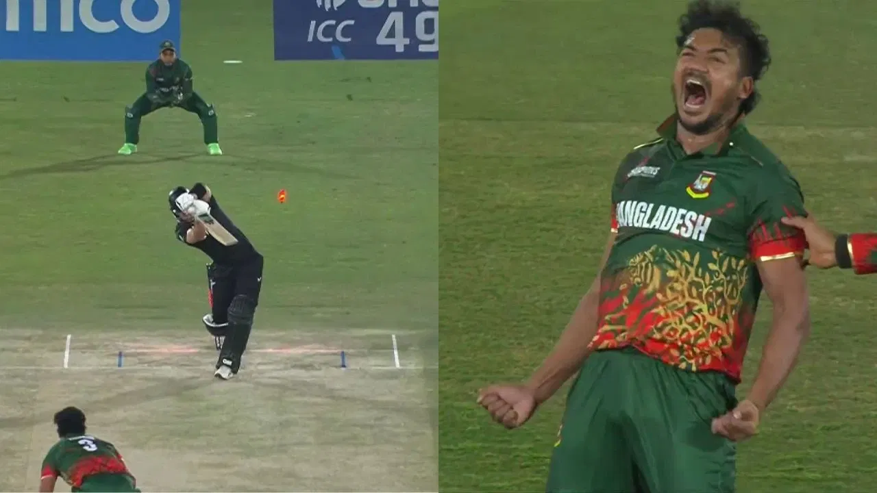 Watch: Taskin Ahmed roars like a Tiger after dismissing Will Young with a jaffa in CT 2025